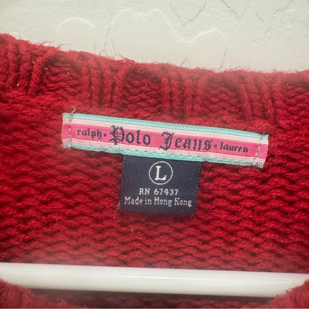 Ralph Lauren American Flag Sweater Youth Large Cotton Knit Americana 4th July - Picture 5 of 10